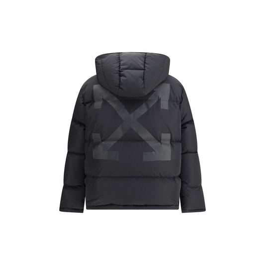 Off-White Diagonale Pfeil-Daunenjacke mit Kapuze