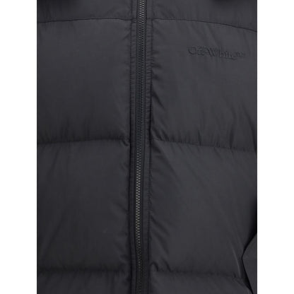 Off-White Diagonale Pfeil-Daunenjacke mit Kapuze