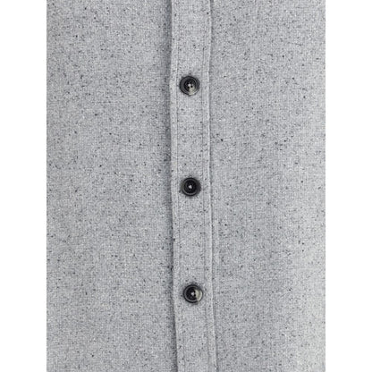 ZEGNA Gray Cashmere Dress Shirt