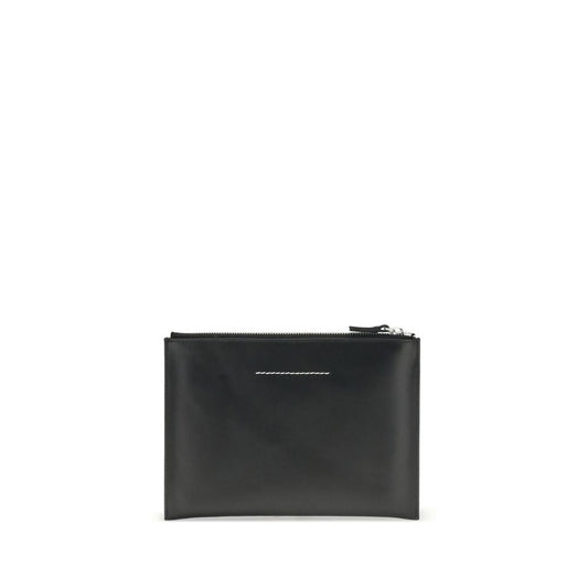 MM6 Black Calf Leather Bos Taurus Clutch Bag