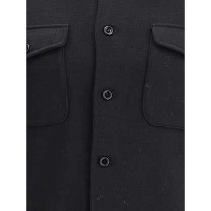 Lardini Black Fleece Wool Coat
