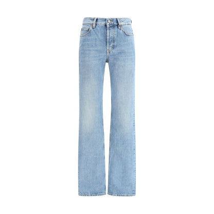 Saint Laurent Light Blue Cotton Straight-Leg Jeans