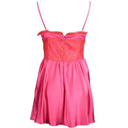 Gaelle Paris Pink Cotton Women Dress with Lace Detail