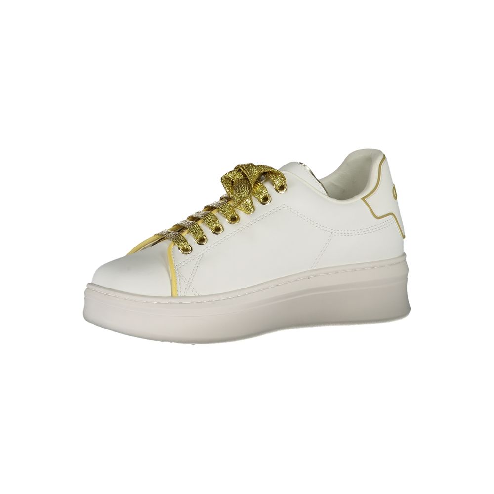 Gaelle Paris White Polyethylene Athletic Sneakers