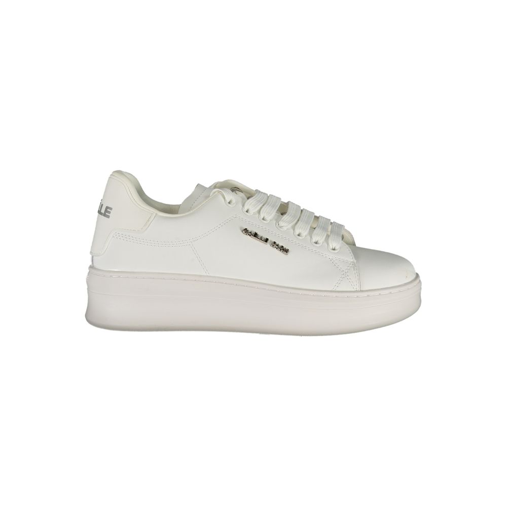 Gaelle Paris White Leather Platform Sneakers