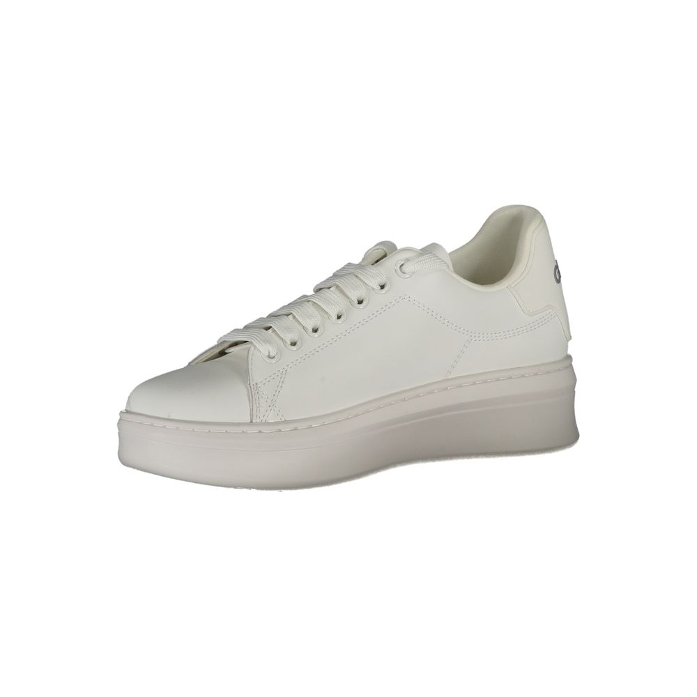 Gaelle Paris White Leather Platform Sneakers