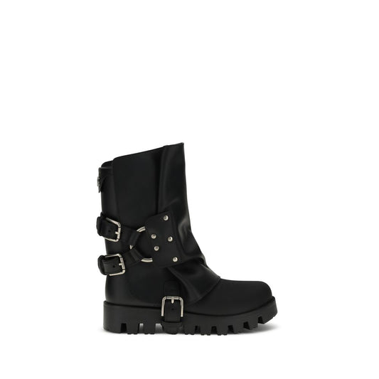 Dolce & Gabbana Black Calf Leather Bos Taurus Ankle Boots