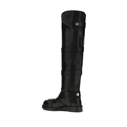 Dolce & Gabbana Black Calf Leather Bos Taurus Lace-Up Boots