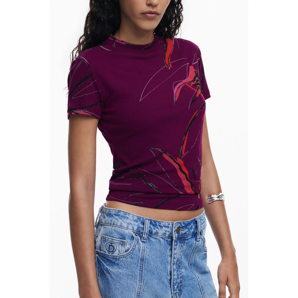 Desigual Lila Elastan-T-Shirt