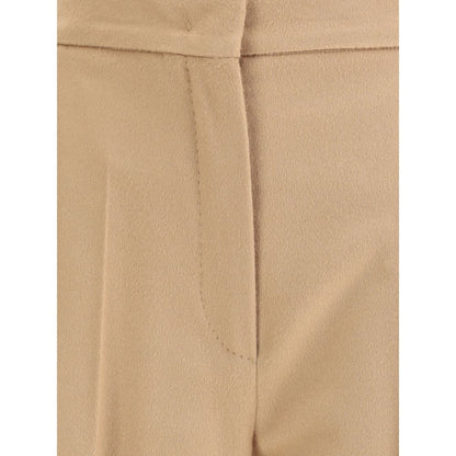 Max Mara Beige Fleece Wool Casual Pants