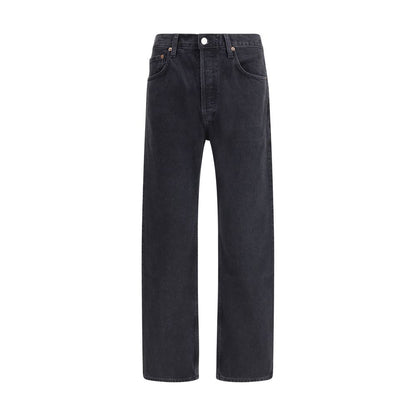 Agolde Black Cotton Straight-Leg Jeans