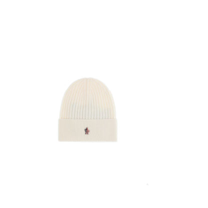 Moncler Grenoble Cream Fleece Wool Beanie