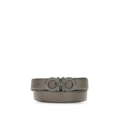 Ferragamo Gray Calf Leather Bos Taurus Belt