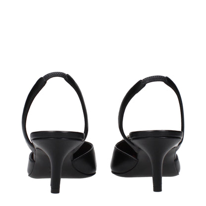 Amina Muaddi Black Leather High Heel Pumps