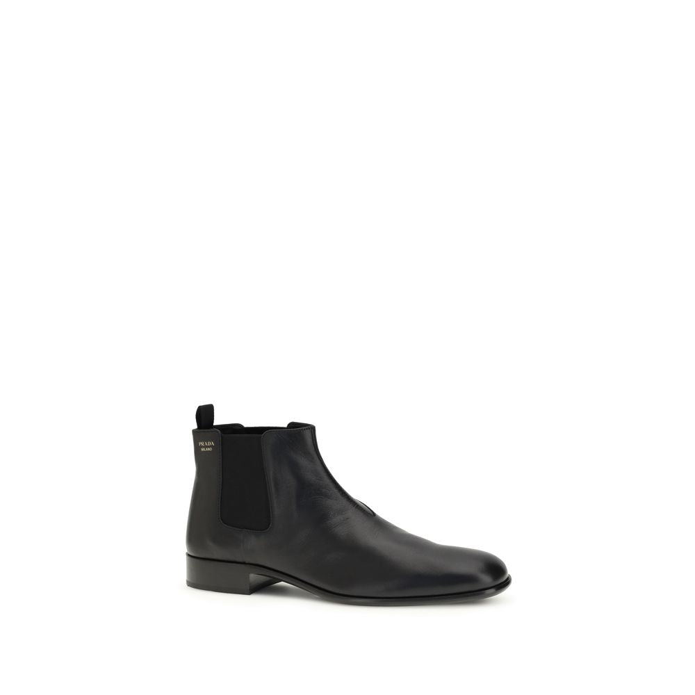 Prada Black Goatskin Ankle Boots