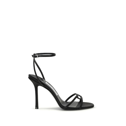 Jimmy Choo Black Calf Leather Bos Taurus Stiletto Heel Sandals