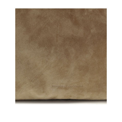 Brunello Cucinelli Beige Calf Leather Bos Taurus Shoulder Bag