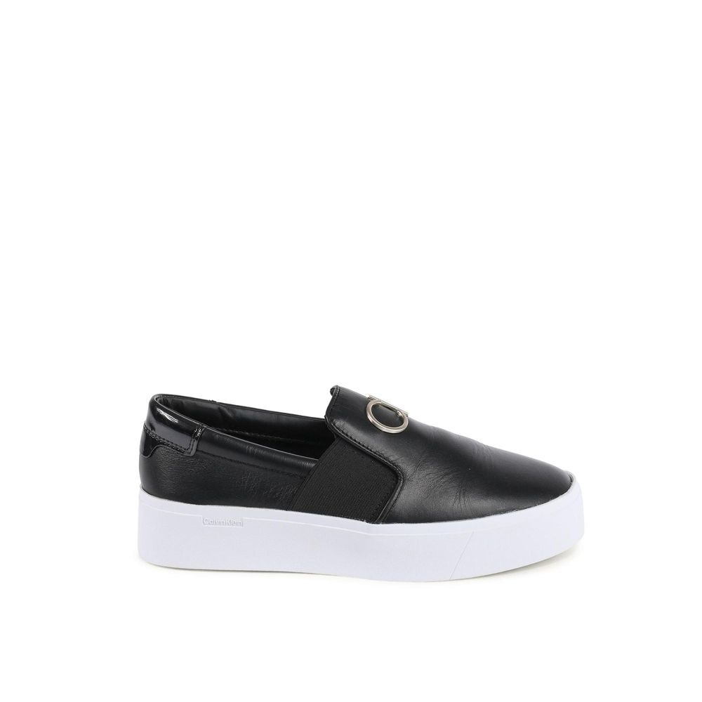 Calvin Klein Schwarze Leder-Plateau-Sneaker