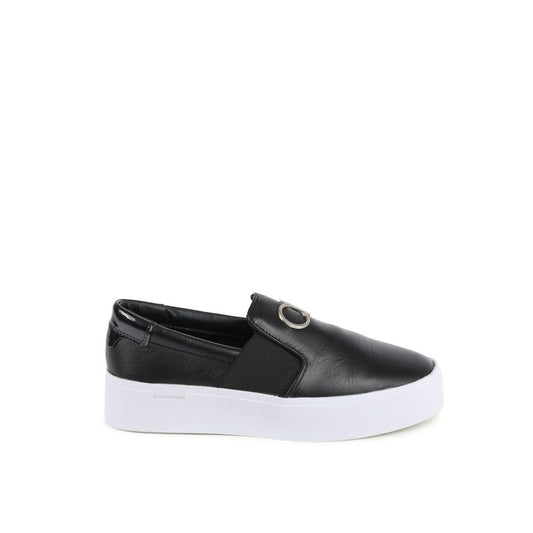 Calvin Klein Schwarze Leder-Plateau-Sneaker