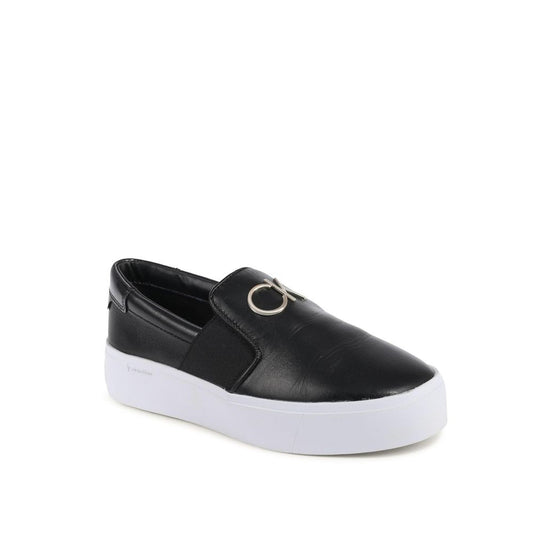 Calvin Klein Schwarze Leder-Plateau-Sneaker