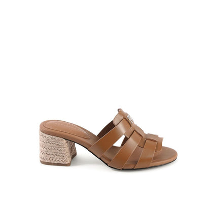 Tommy Hilfiger Braune Leder-Plateau-Sandalen