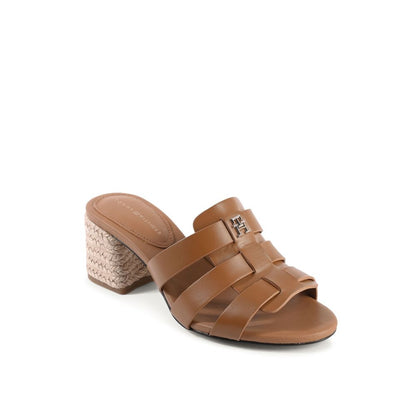 Tommy Hilfiger Braune Leder-Plateau-Sandalen