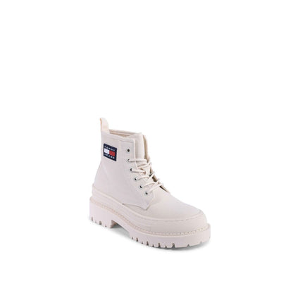 Tommy Hilfiger Beige-farbene Schnürstiefel aus recyceltem Baumwoll-Mix