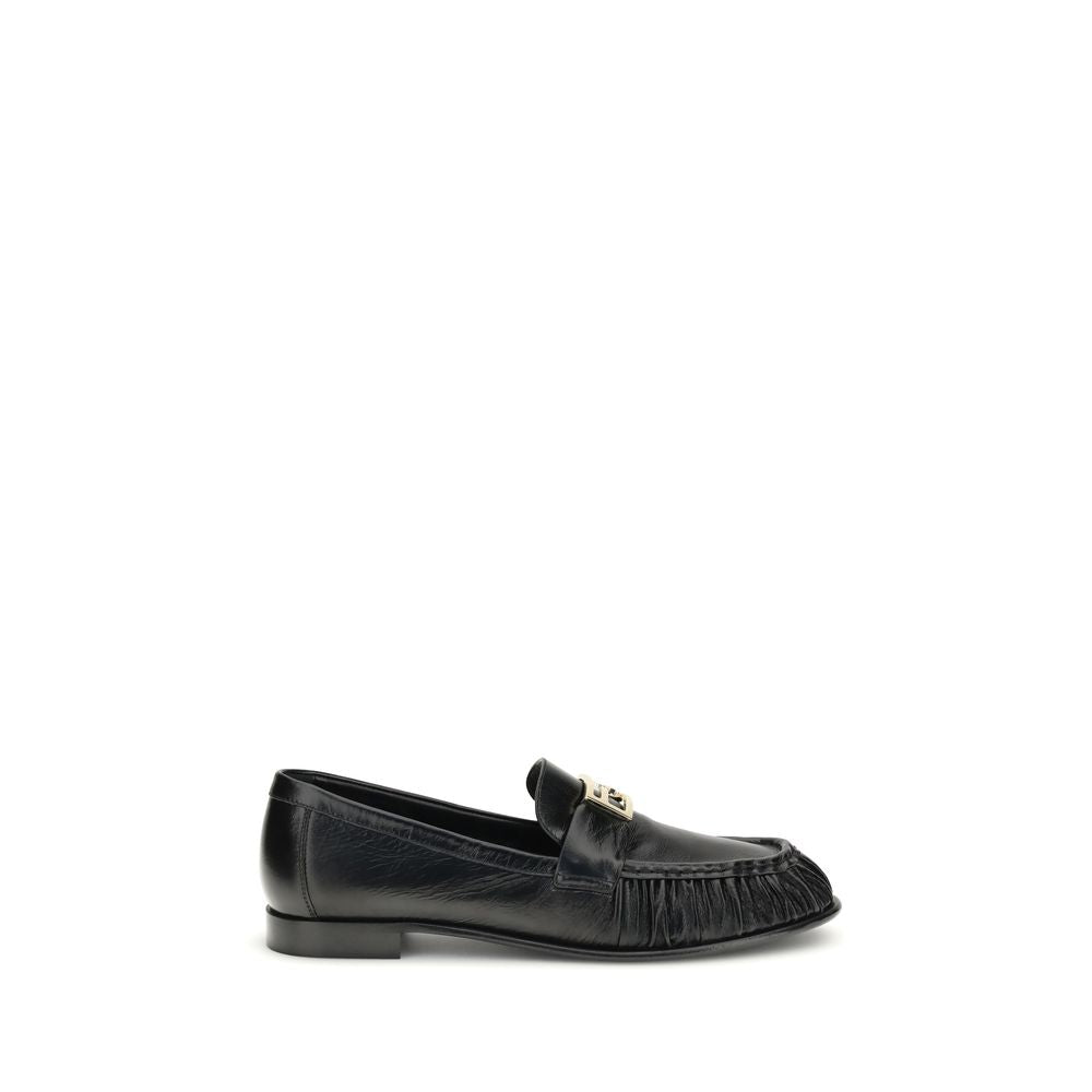 Fendi Black Calf Leather Bos Taurus Slip-On Loafers