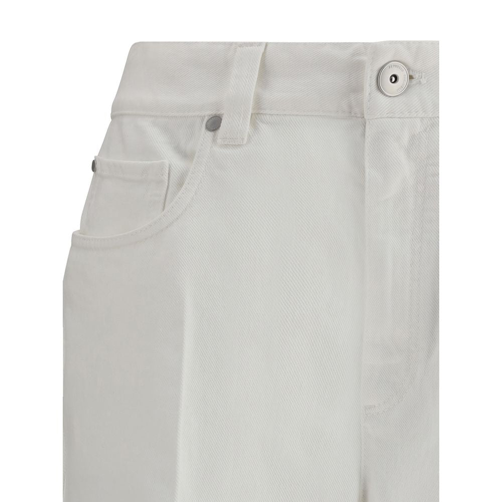 Brunello Cucinelli White Cotton Cropped Jeans