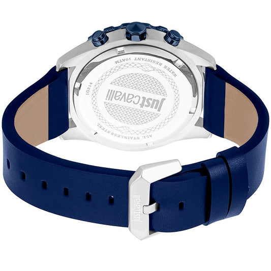 Just Cavalli Blue Leather Dress Watch