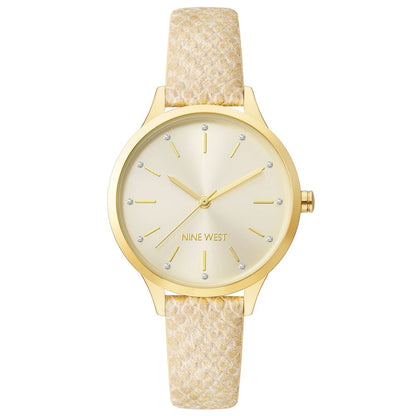 Nine West Beige Leather Dress Watch