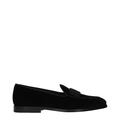 Dolce & Gabbana Black Velvet Slip-On Loafers