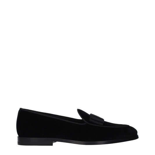 Dolce & Gabbana Black Velvet Slip-On Loafers
