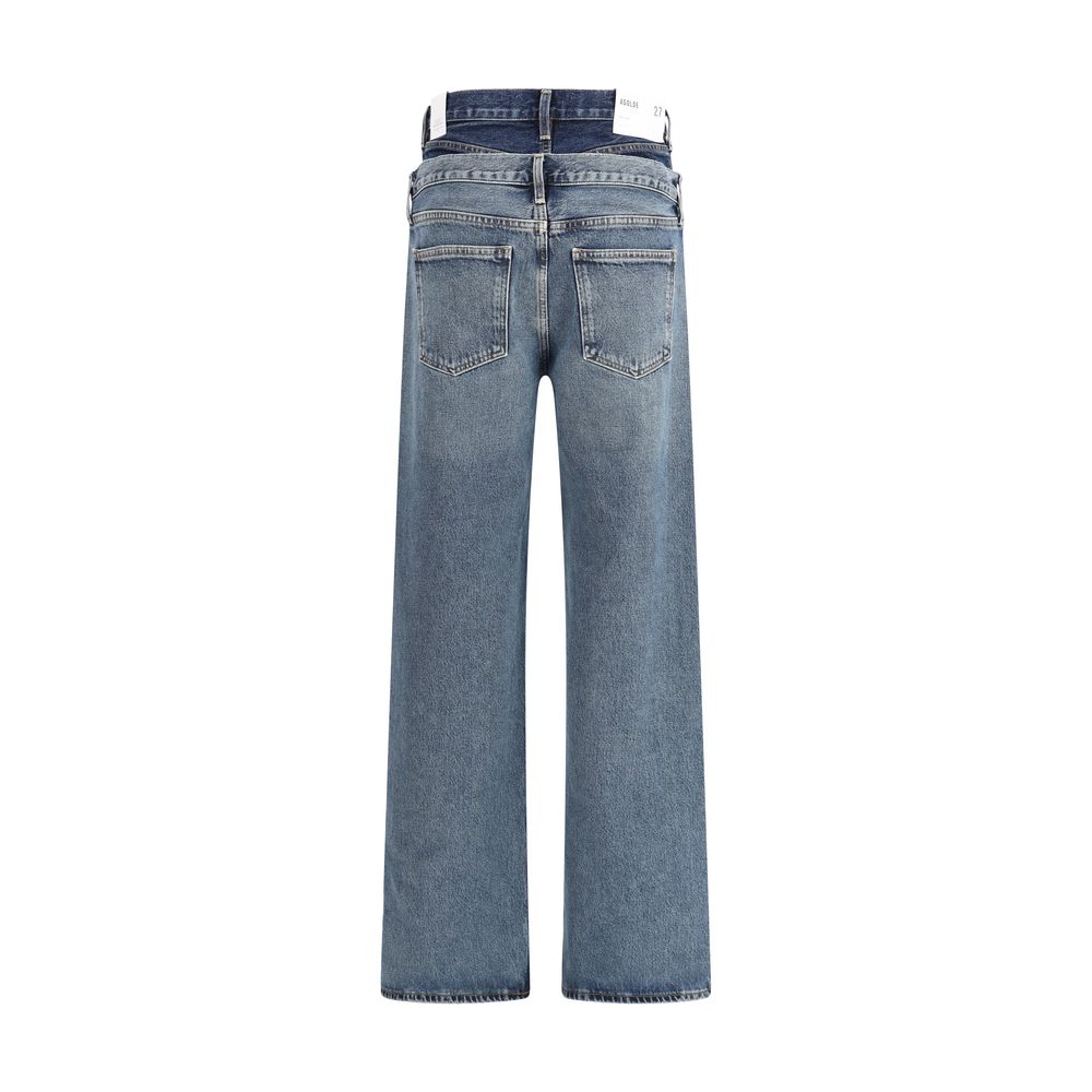 Agolde Blue Recycled Cotton Straight-Leg Jeans