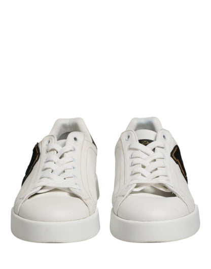 Dolce & Gabbana White Leather DG Logo Low Top Sneakers Shoes