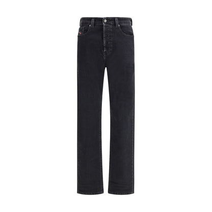 Diesel Black Cotton Relaxed Fit Jeans