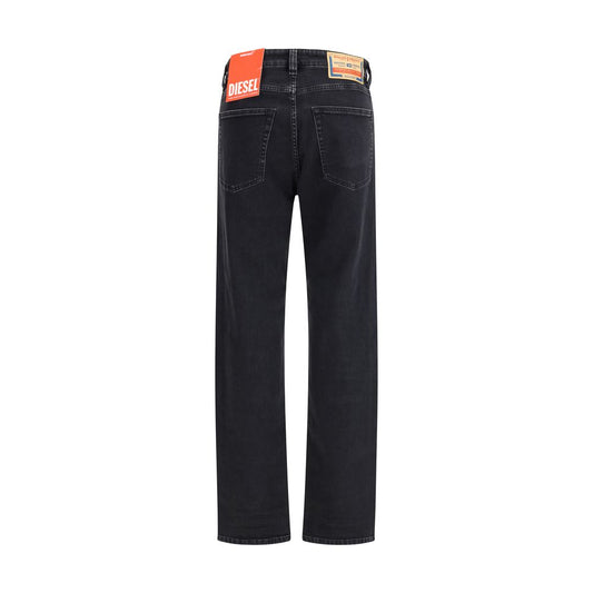 Diesel Black Cotton Relaxed Fit Jeans