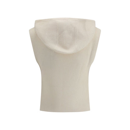 Max Mara White Wool Sleeveles Sweater