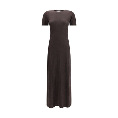 Ferragamo Brown Fleece Wool Long Dress