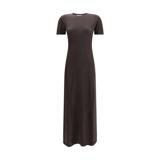 Ferragamo Brown Fleece Wool Long Dress