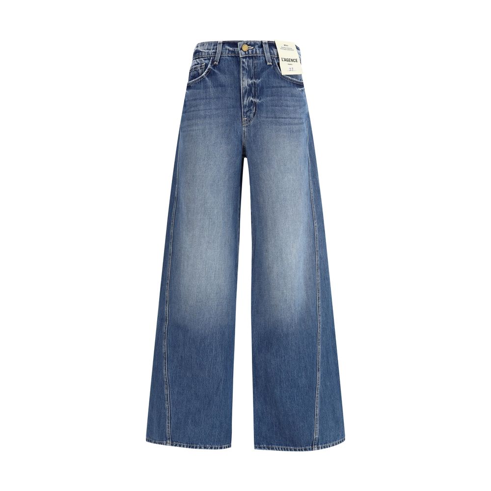 L'Agence Light Blue Cotton Relaxed Fit Jeans
