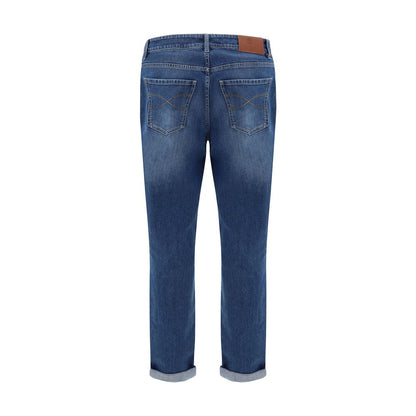 Brunello Cucinelli Blue Cotton Straight-Leg Jeans