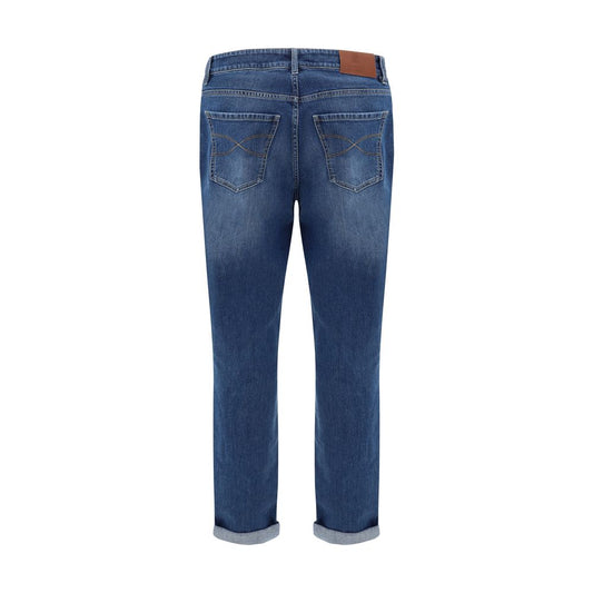 Brunello Cucinelli Blue Cotton Straight-Leg Jeans