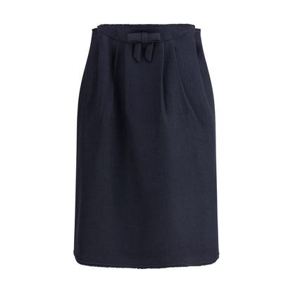 Prada Blue Fleece Wool Midi Skirt