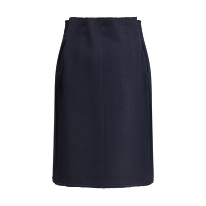 Prada Blue Fleece Wool Midi Skirt