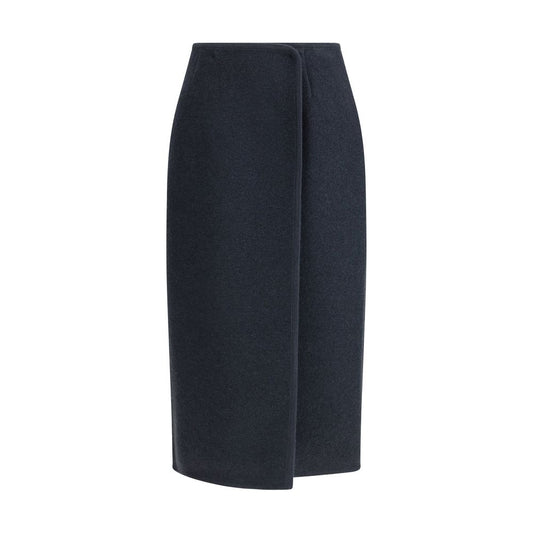 RIER Blue Fleece Wool Midi Skirt