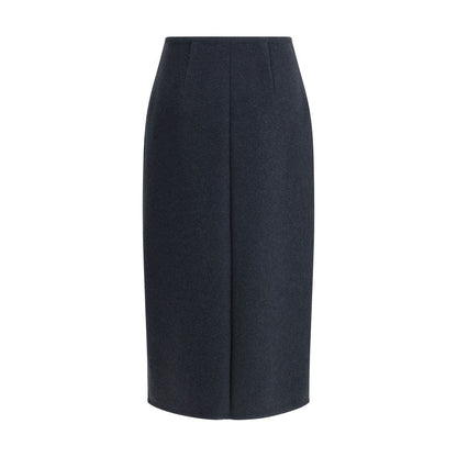 RIER Blue Fleece Wool Midi Skirt