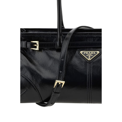 Prada Black Calf Leather Bos Taurus Shoulder Bag