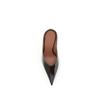 Amina Muaddi Brown Calf Leather Bos Taurus High Heel Pumps