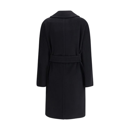 Max Mara Black Fleece Wool Coat